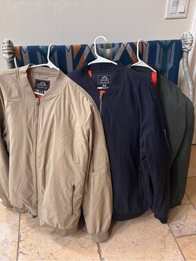 Men's Bomber Jacket - Beige, Navy, Olive-all 3 for 120.00